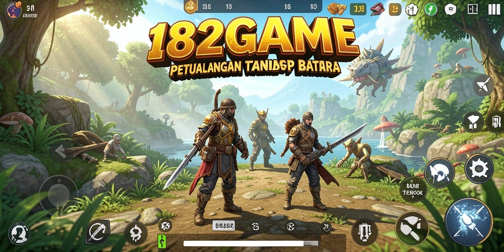 Screenshot gameplay 182GAME yang menampilkan petualangan di dunia terbuka.