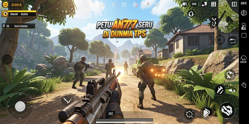 Screenshot AN777 menampilkan aksi seru dalam pertempuran TPS.