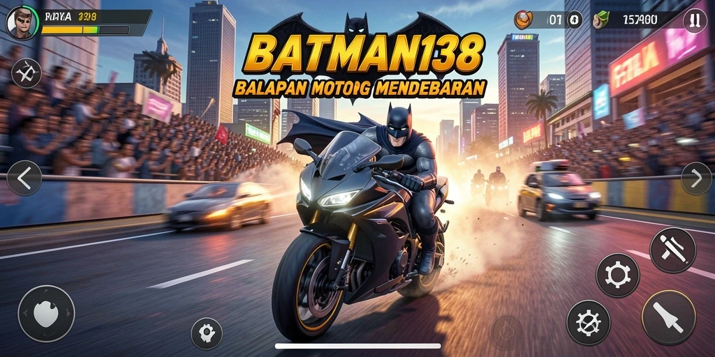 Screenshot gameplay BATMAN138 menampilkan aksi balap motor yang intens.