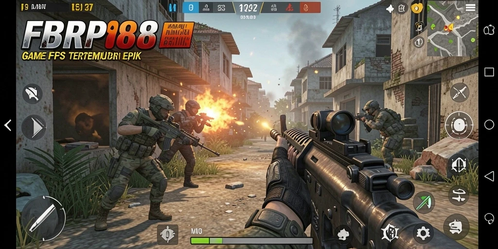 Screenshot FBRP88 menampilkan aksi pertempuran seru dalam gameplay FPS.