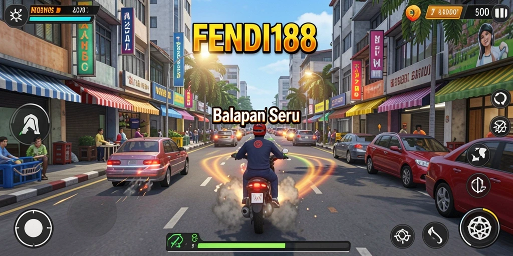 Tampilan gameplay seru FENDI188 dengan mobil balap.