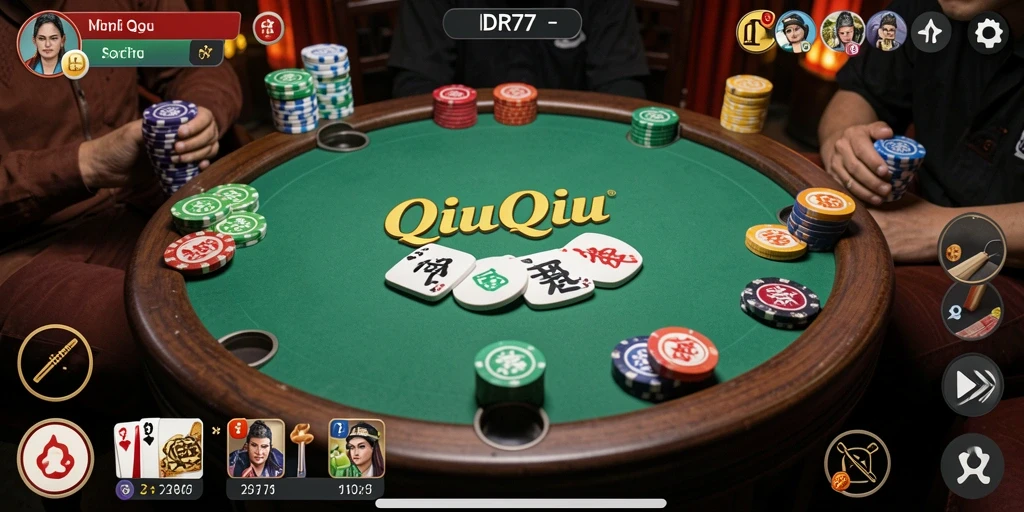 Tampilan gameplay QiuQiu yang seru dan interaktif.