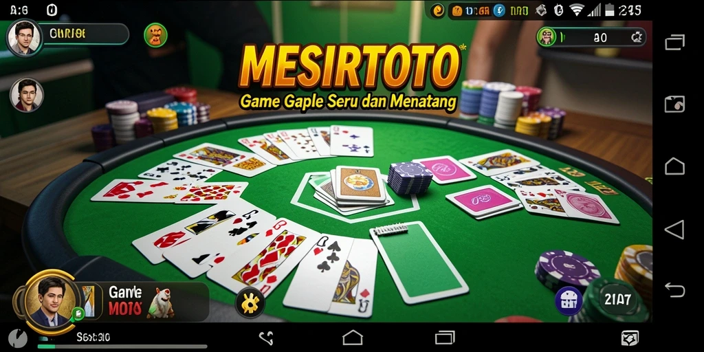 Screenshot MESIRTOTO menampilkan gameplay seru dalam permainan Gaple.