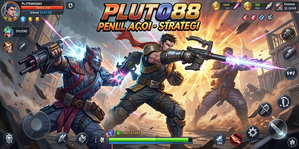 Screenshot dari pertarungan intens dalam PLUTO88.