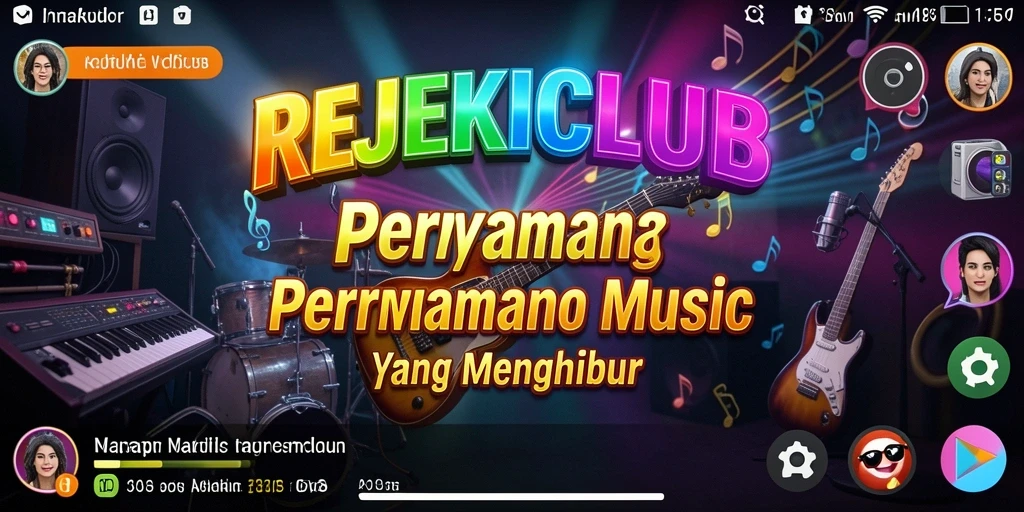 Tampilan menarik dari gameplay REJEKICLUB dengan berbagai elemen musik.