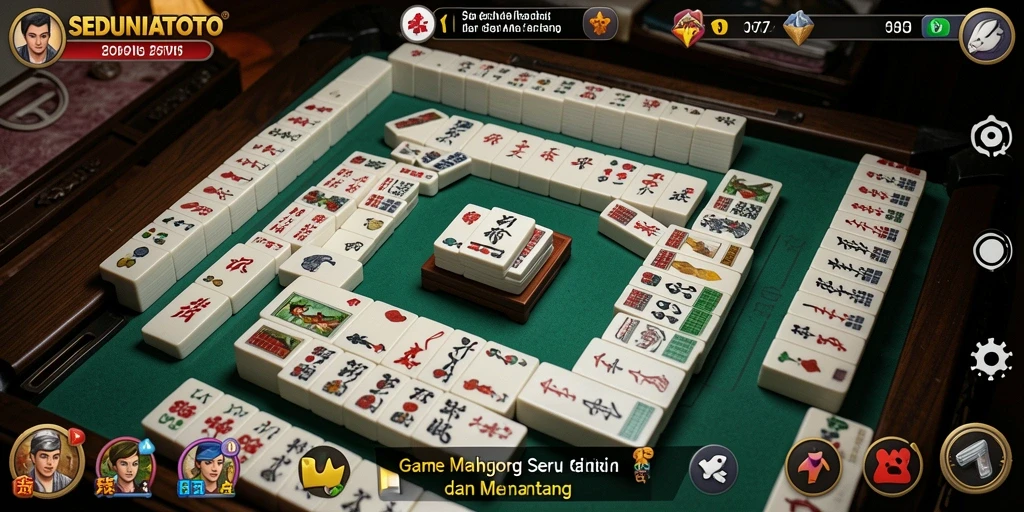 Tangkapan layar gameplay SEDUNIATOTO yang menampilkan papan permainan Mahjong yang menarik.