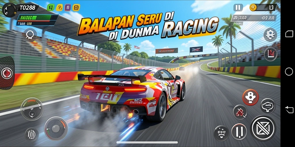 Gameplay balapan menegangkan di TO288 dengan mobil cepat.